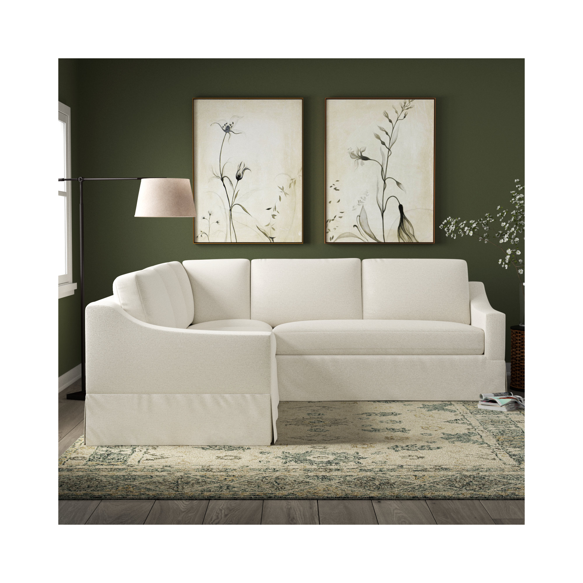 Cranbrook Upholstered L-Sectional, Nomad Snow Crypton® Chenille