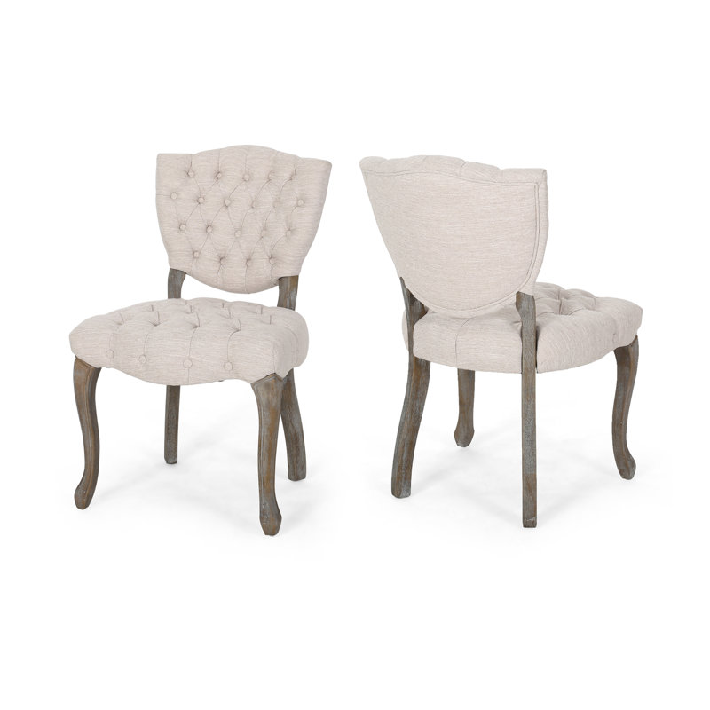 Richard Tufted Upholstered Parsons Chair, Beige