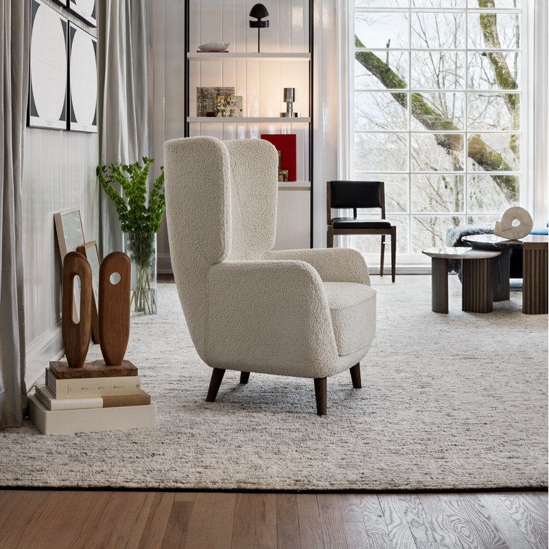 Teddy Wingback Chair, Black Oak, Wool Roll H2267-1A