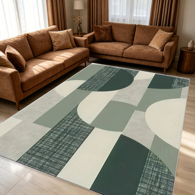 Sage Geo Block carpet-easy to clean, machine-washable, soft and comfortable; suitable for door mats, kitchens, living rooms, bedrooms, corridors, and laundry areas. Easy to clean, durable carpet for home decoration.