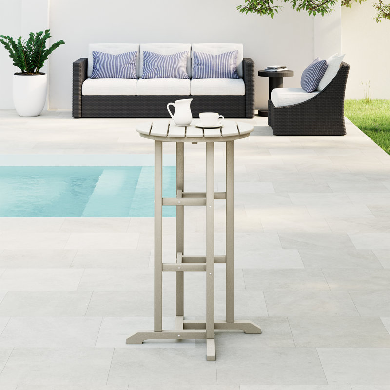 Laguna Round Outdoor Bar Table, Light Grey,  42'' H X 24'' D X 24'' W