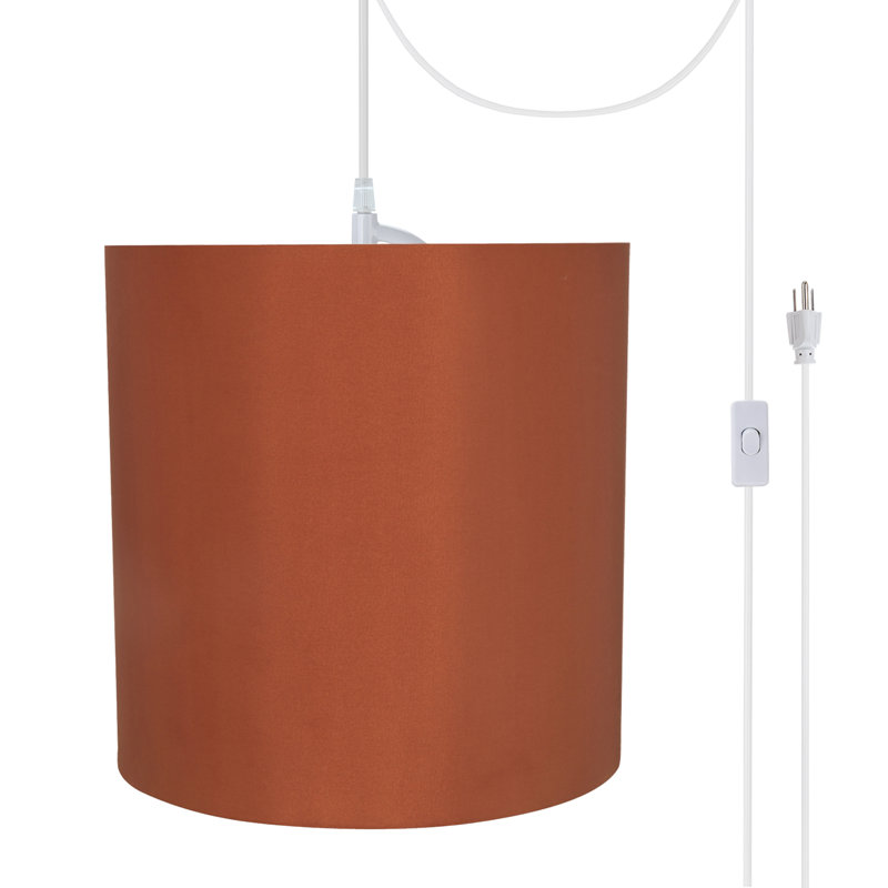 Luminaire suspendu tambour simple à 1 lumière Bosworth, Séquoia, H 8 po x l 8 po x P 8 po