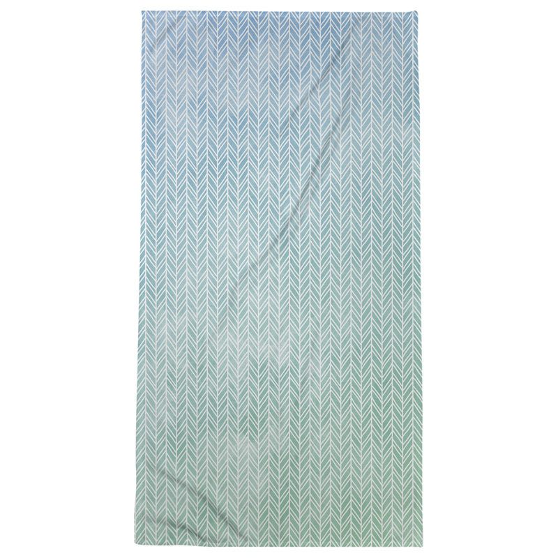 Serviette de bain à chevrons, Bleu/vert