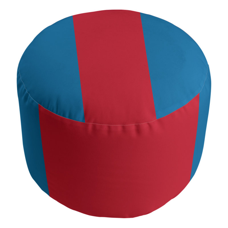 Repose-pieds cubique rond à rayures 20,5", Bleu poudre / rouge / bleu poudre