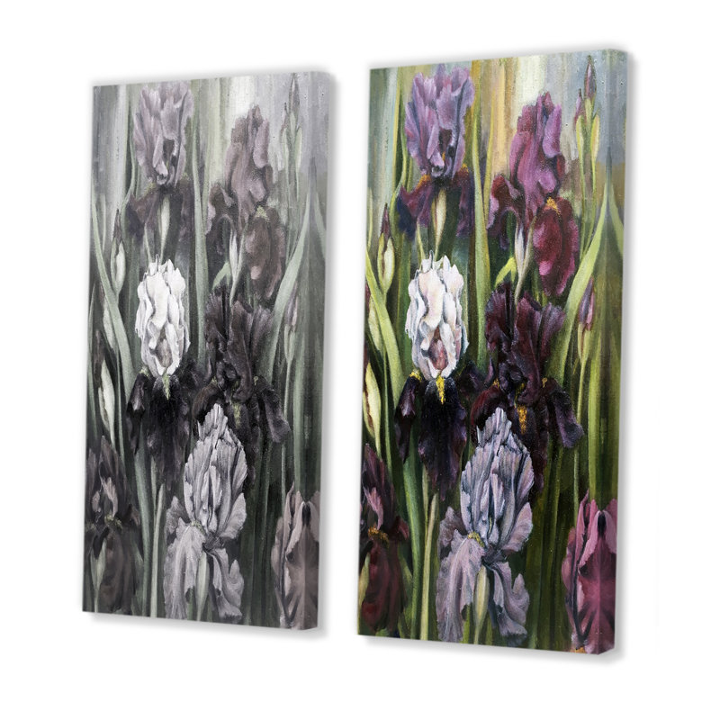 «Blooming Irises Garden», ensemble de 2 impressions sur toile, Toile tendue, H 20 po x l 24 po x P 1 po