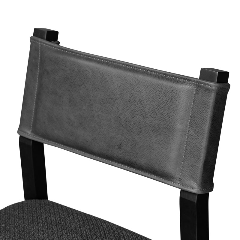 Ferris Stool, Black Ash, Gibson Black/Palermo Black Polyester Blend/Leather, Bar Stool (29.92" Seat Height)