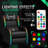 Faux Leather PC & Racing Game Chair with RGB LED Lights and Massage Lumbar Support-469313376