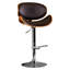 Tabouret de bar pivotant moderne avec hauteur réglable, structure en bois cintré noyer et coussin en similicuir blanc-130173375-130173373