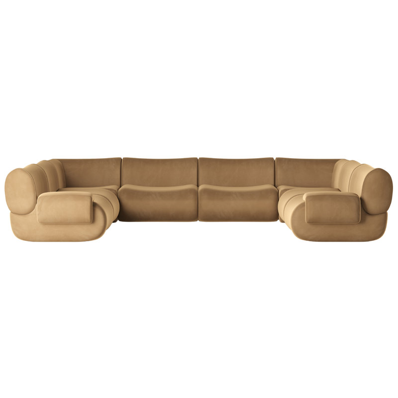 Grand modulaire en U Zenith Latte, Velours brun