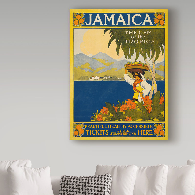 « jamaïque travel poster 1910 », publicité sur toile tendue, H 24 po x l 18 po