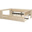 Lit plateforme tapissier avec tablettes de rangement, bureau, station de charge et lit gigogne-514697365