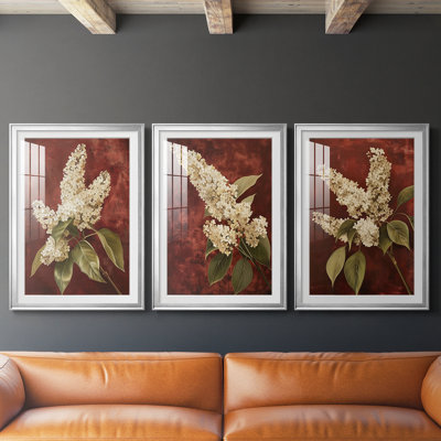 FLORAL Series CCII  -Custom Framed  Premium Print W Matt - 3 Pieces