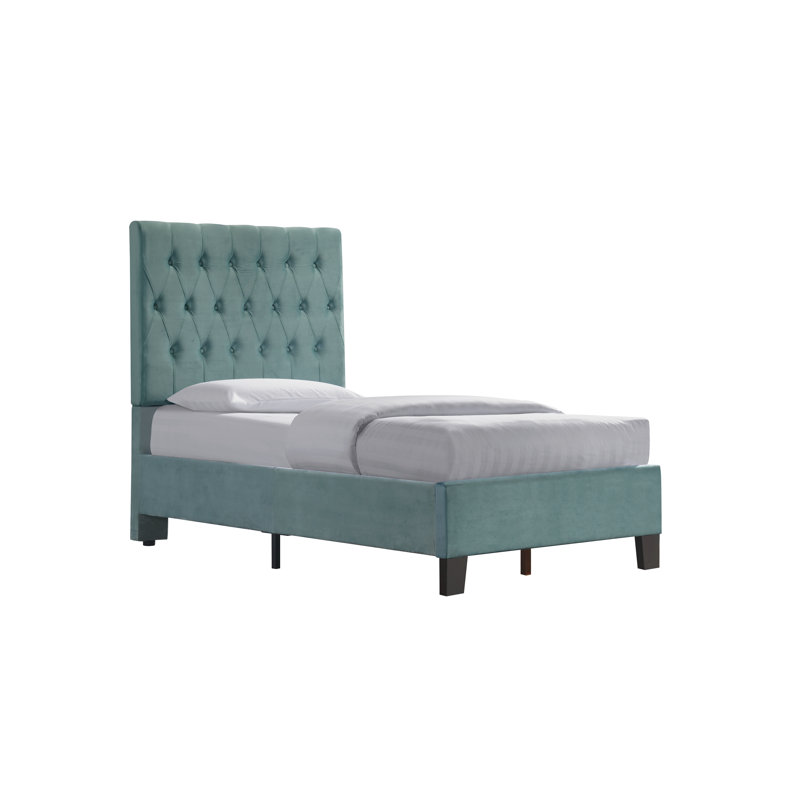 Kayden Upholstered Standard Bed, Twin, Light Blue