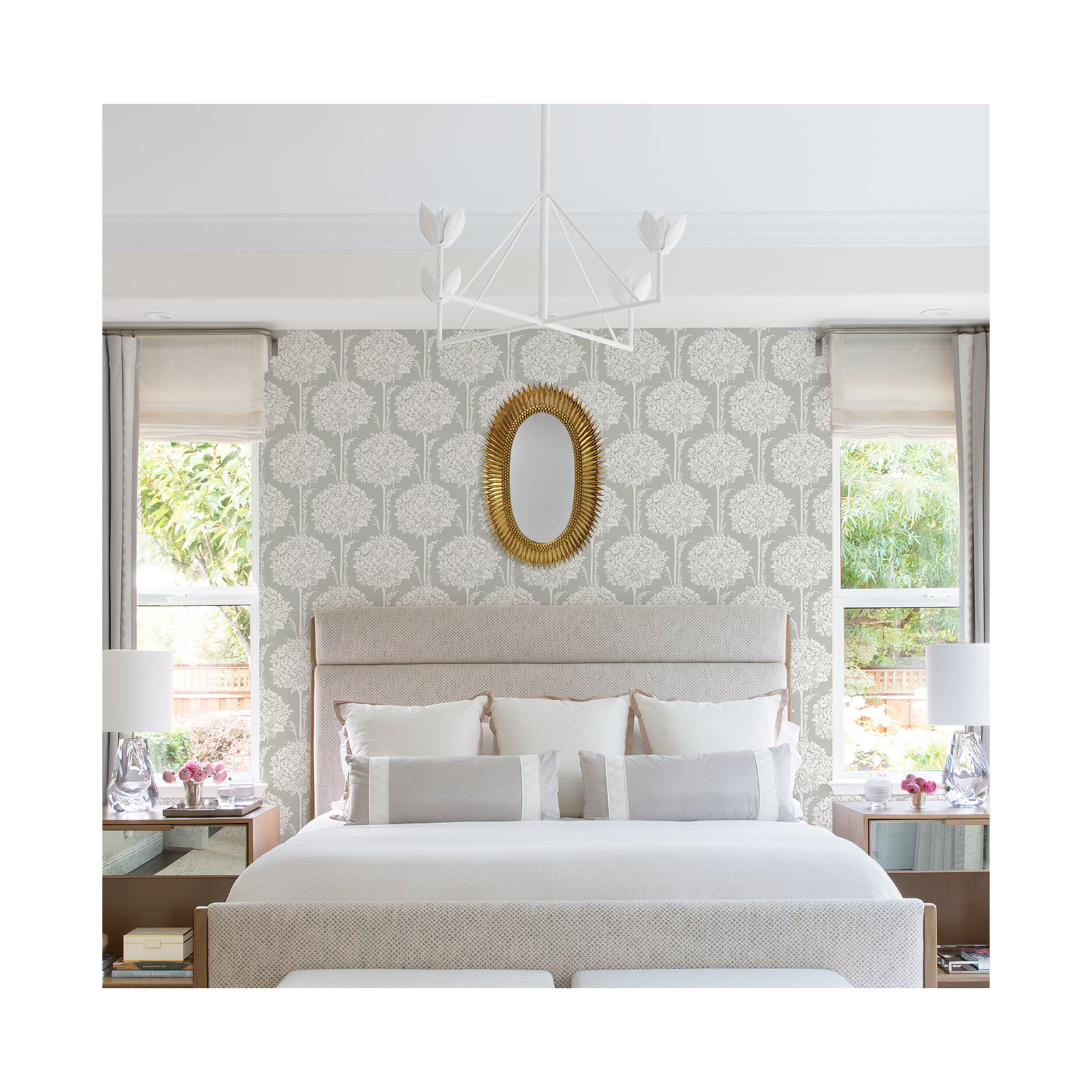Erelina Floral Wallpaper, Gray