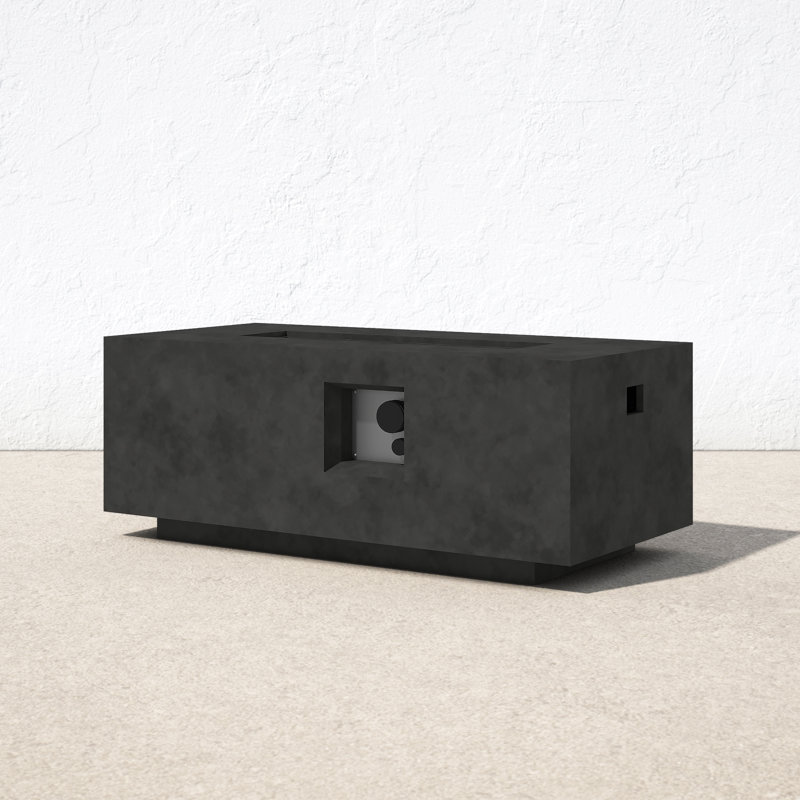 Rashid Rectangle Fire Pit Table, Charcoal, 16"H x 42"W x 20"D
