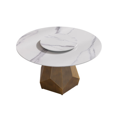 Round Sintered Stone Dining Table With Lazy Susan