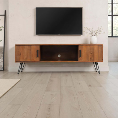 Solid Pine Foldable TV Stand with Hidden Storage