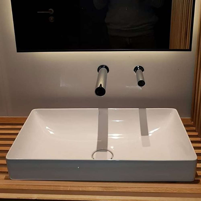 Information technique: Lavabo-vasque Fontana et robinet à capteur de mouvement sans contact Venice Chrome avec distributeur automatique de savon liquide