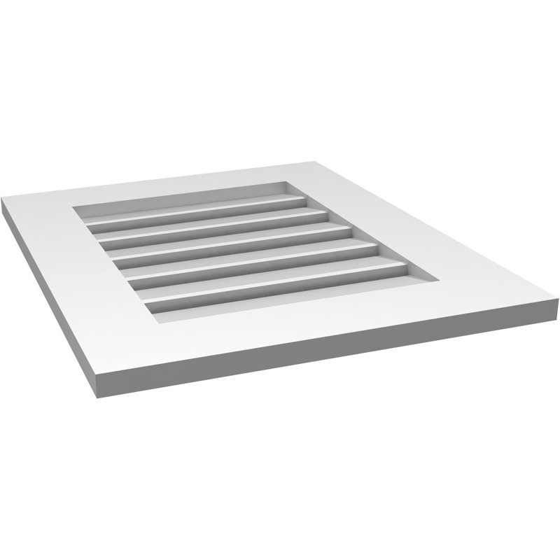 Évent à pignon fonctionnel en uréthane rectangulaire à fixation en surface, brun clair apprêté, H 24 po x l 20 po x P 1 po