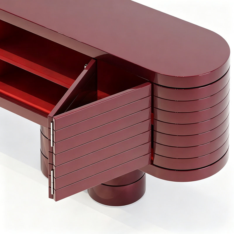 Meuble télé rouge simple et créatif