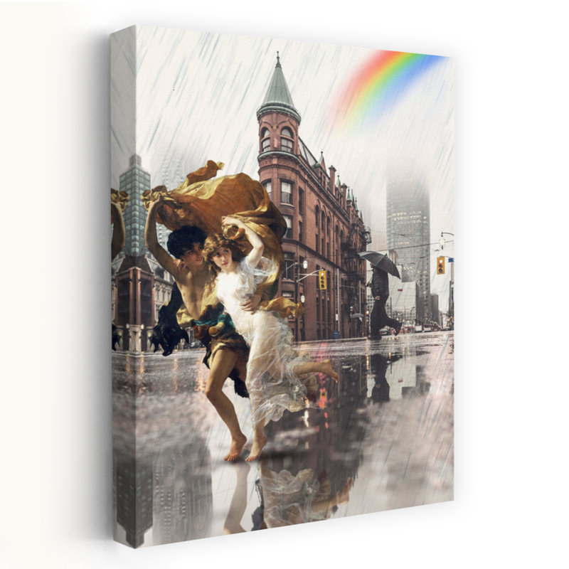 Centre de la tempête, impression d'art rétro de ville romantique rétro, 18" H x 12" W