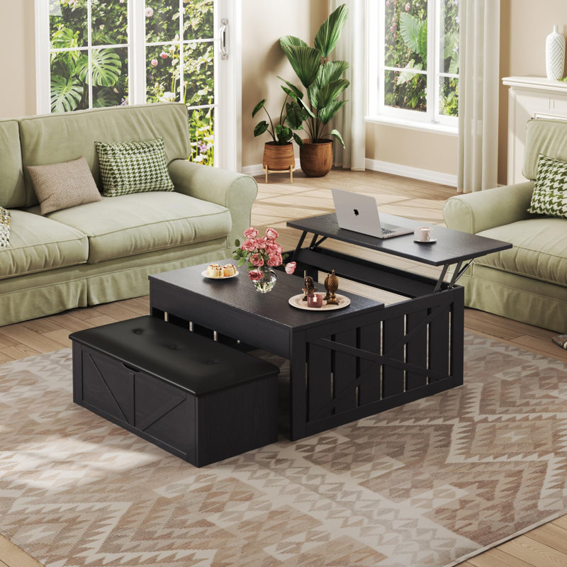 Table basse avec banc de rangement Lift Up, Black