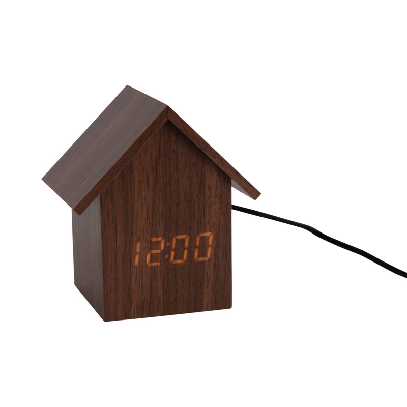 Wecker Haus LED MDF Quartz Movement / Crystal Alarm Tabletop Clock Brown, Dark wood