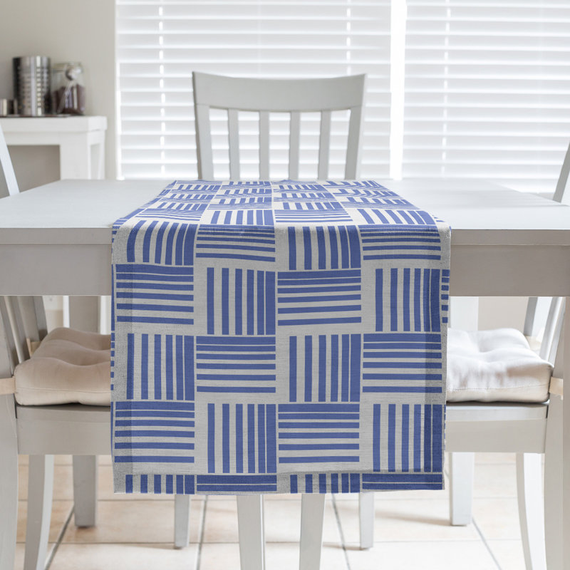 Fractured Stripes Table Runner, 16" x 72", Light Rich Blue