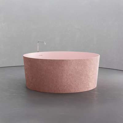 Vast Studio Freestanding Round Bathtub – Solid Surface Deep Soaking Tub with Minimalist Spa-Inspired Modern Design & Seamless Matte Luxury Finish