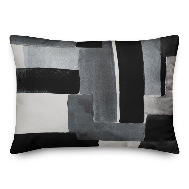 Dulzaides Abstract Outdoor Reversible Throw Pillow, Black