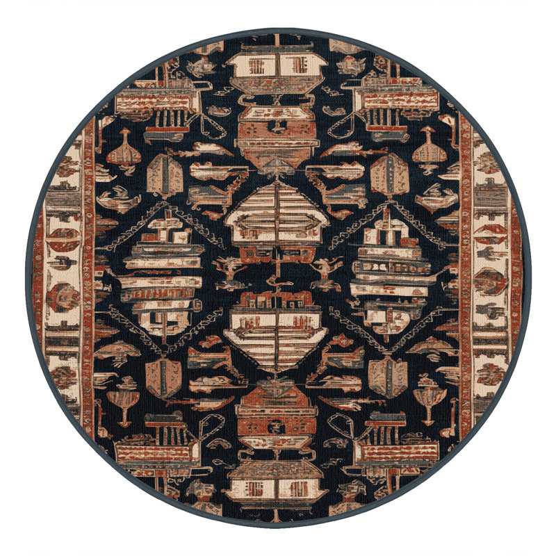Tapis brun turc lavable à la machine, Carré 4 pi