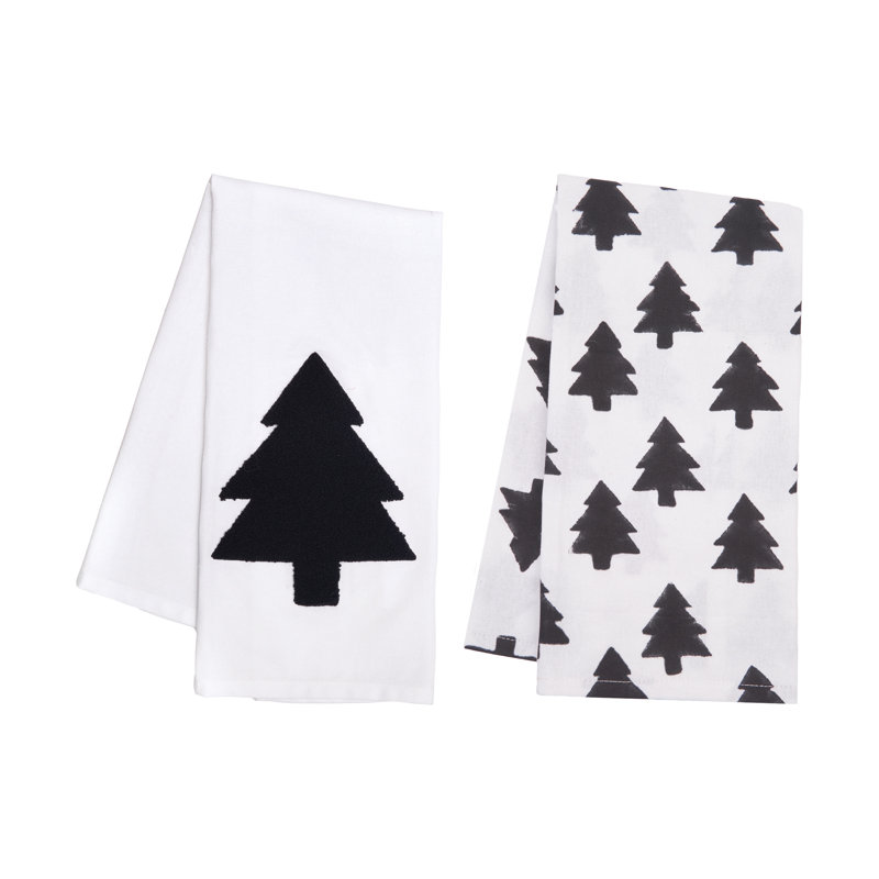 Ensemble de 2 serviettes noires et blanches