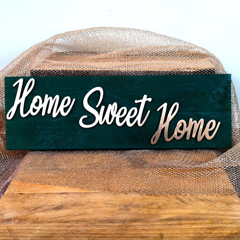 Handmade Wall Decor on Solid Wood, Green/Gold