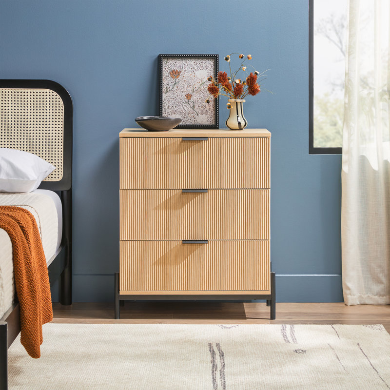 Asho Reeded 3-Drawer Dresser, Coastal Oak