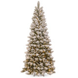 Snowy Westwood Slim 90" Green Pine Artificial Christmas Tree with 500 Clear Lights with Stand
