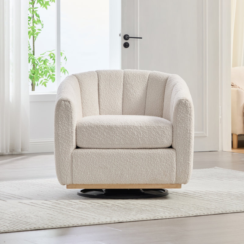 Fauteuil demi-tonneau pivotant l 32,25 po, Ivoire ivoire