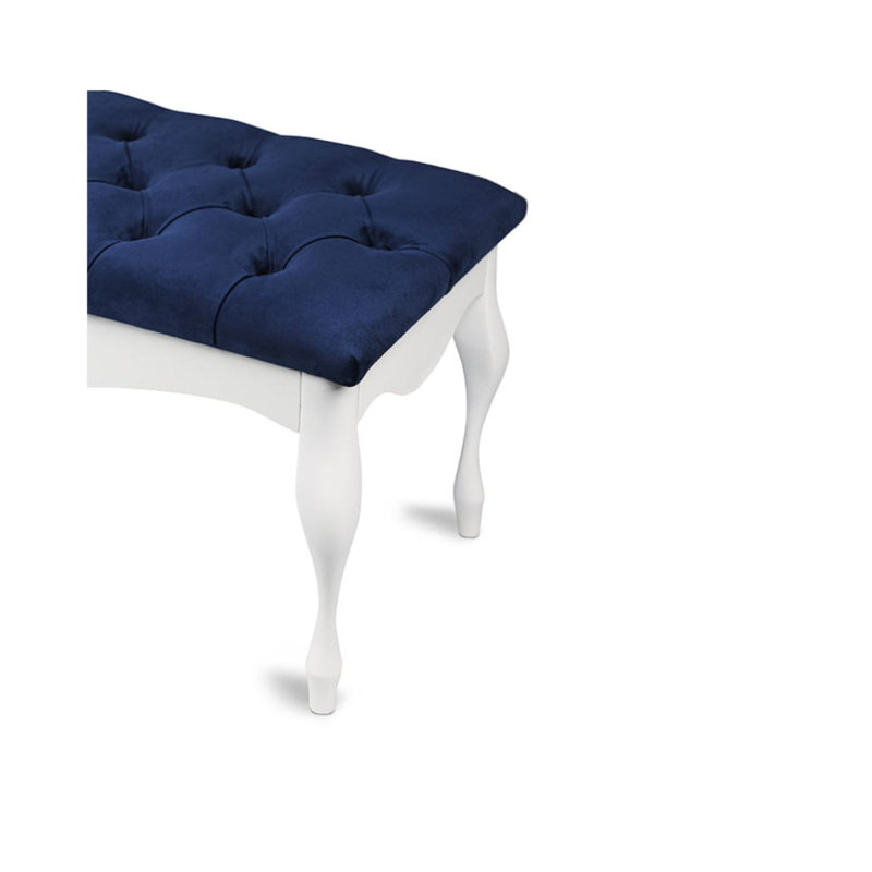 Keeter Velvet Upholstered Bench, H40 x W100 x D40cm, White, Blue