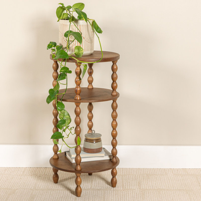 Bobbin Leg Round Wood Accent Table, Walnut