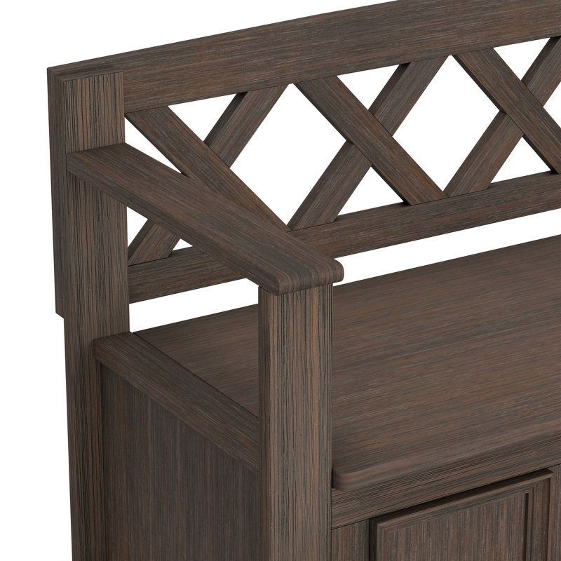 Amherst 48"W Solid Wood Entryway Storage Bench with Lift-Top Lid and Dual Compartments, Farmhouse Brown