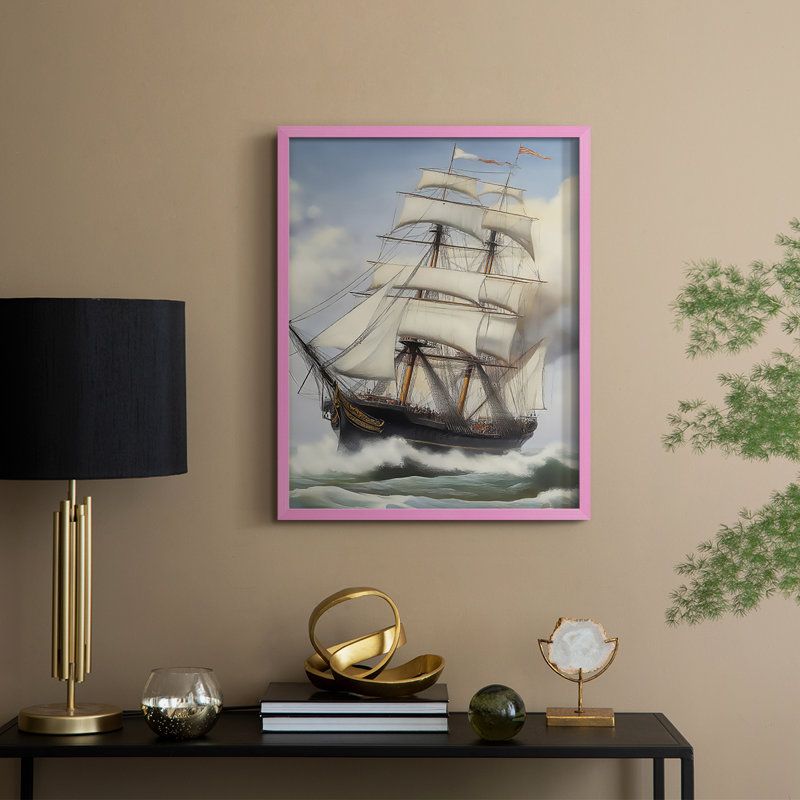 NAUTICAL Series LXIV, reproduction encadrée - bois massif, H 15 po x l 12 po, Rose