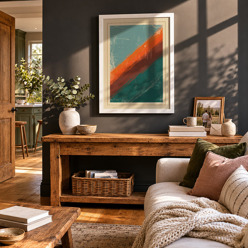 Vessel on Horizon Mid-Century - Framed Print, A2 - 59.4 x 42.0 cm, White