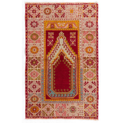 Semi Antique Handmade Turkish Kirsheir Prayer Rug
