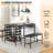 3-Piece Rectangular Dining Table Set with Wine Rack, Includes 2 Benches for 4, Ideal for Small Spaces, Apartments, and Dinettes-2107551733-2107551732
