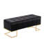 Banc de rangement en métal doré et velours noir