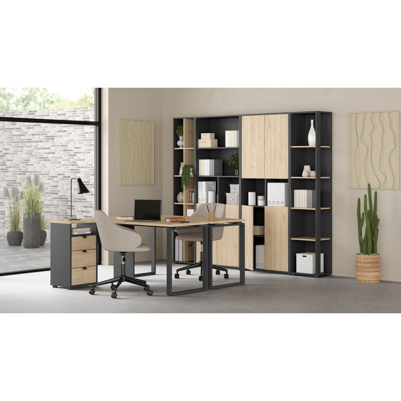 Embrie 31.34" W x 80.59" H 6 Shelf Bookcase, Matte Gray