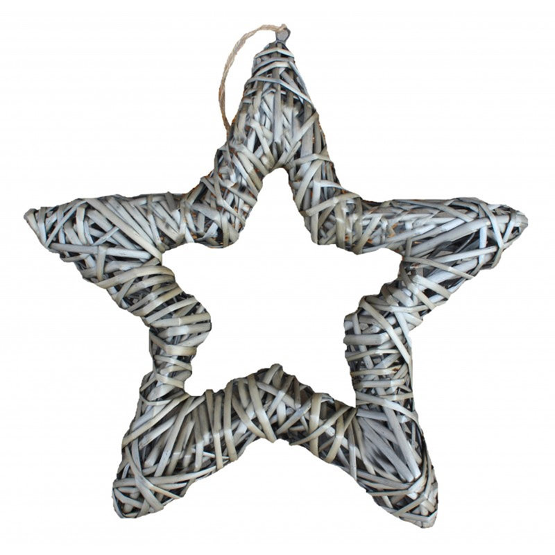4.5cm Wood Astrology & Stars Tree Topper, Grey/Brown