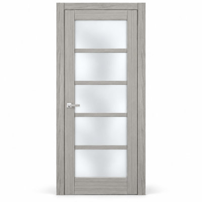 Solid French Door Frosted Glass Quadro 4002 Ginger Ash Single Regular Panel Frame Trims Handle Bathroom Bedroom Sturdy Doors -32" x 96"
