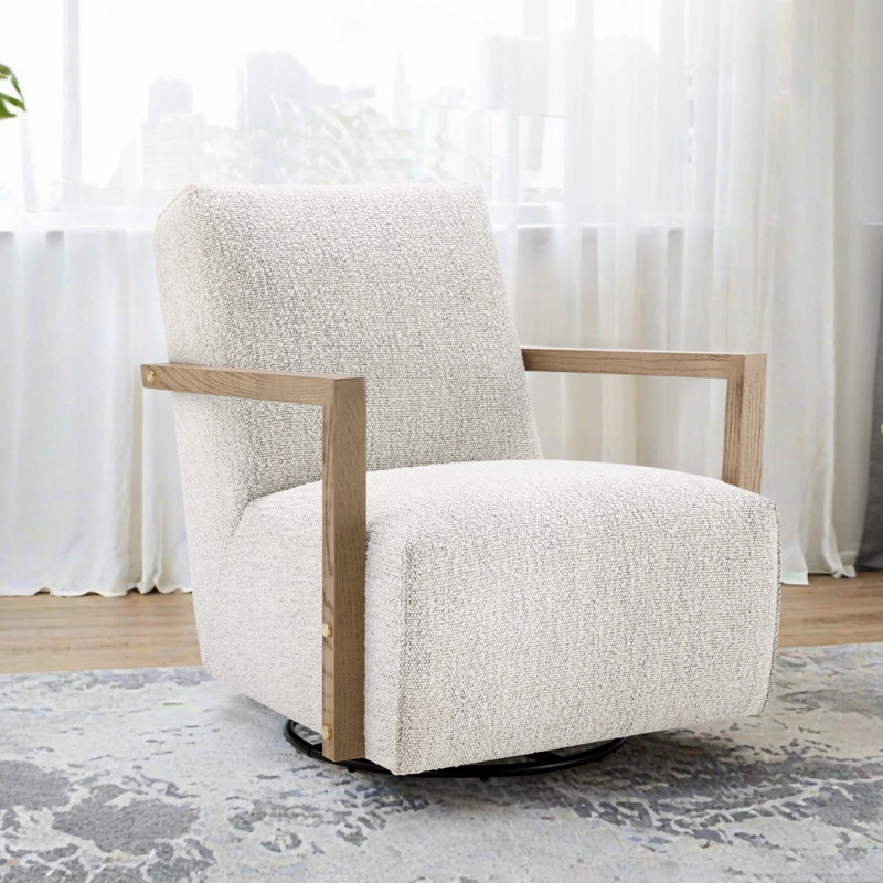 Camino Upholstered Swivel Accent Chair, Merino Cotton Performance Boucle