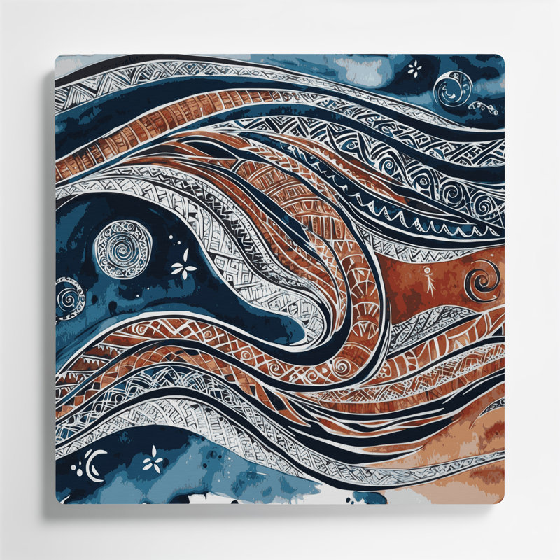 Art mural hawaïen avec motifs polynésiens gris, H 12 po x l 12 po