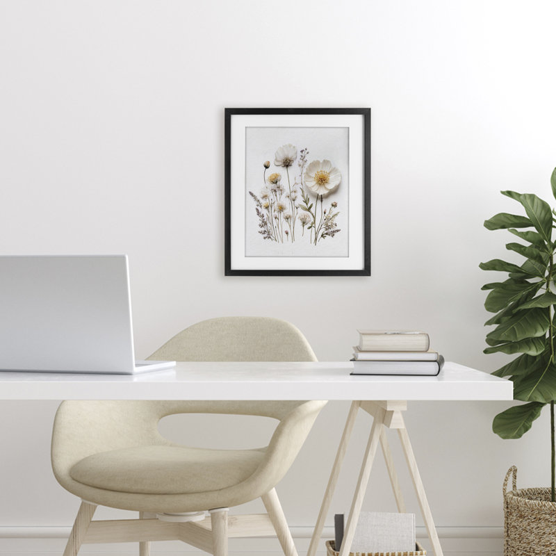 «Pressed Bathroom Botanicals», reproduction sous verre encadrée, design par lettré et doublé, H 21 po x l 17 po